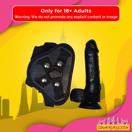 Strap On Dildo Harness with Big Black Dildo Vibrator SO-027